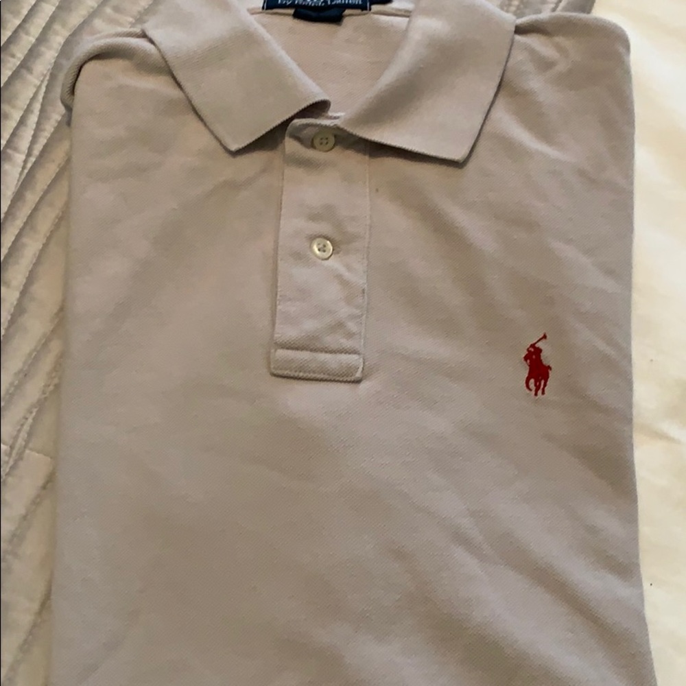 Men’s short sleeve pique polo size M grey